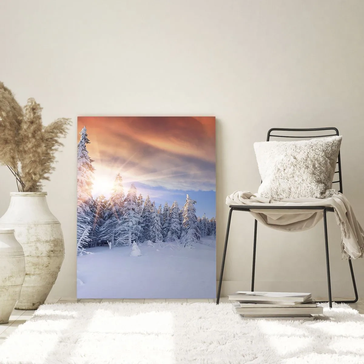 Schilderen op glas - Het sneeuwspektakel van de natuur - 50x70 cm