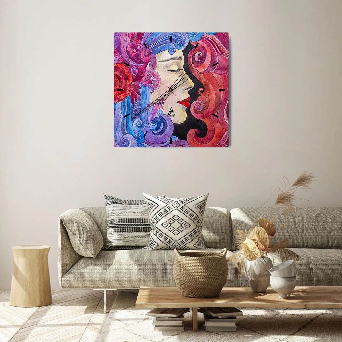 Wandklok - Klok - De Art Nouveau leeft nog - 30x30 cm