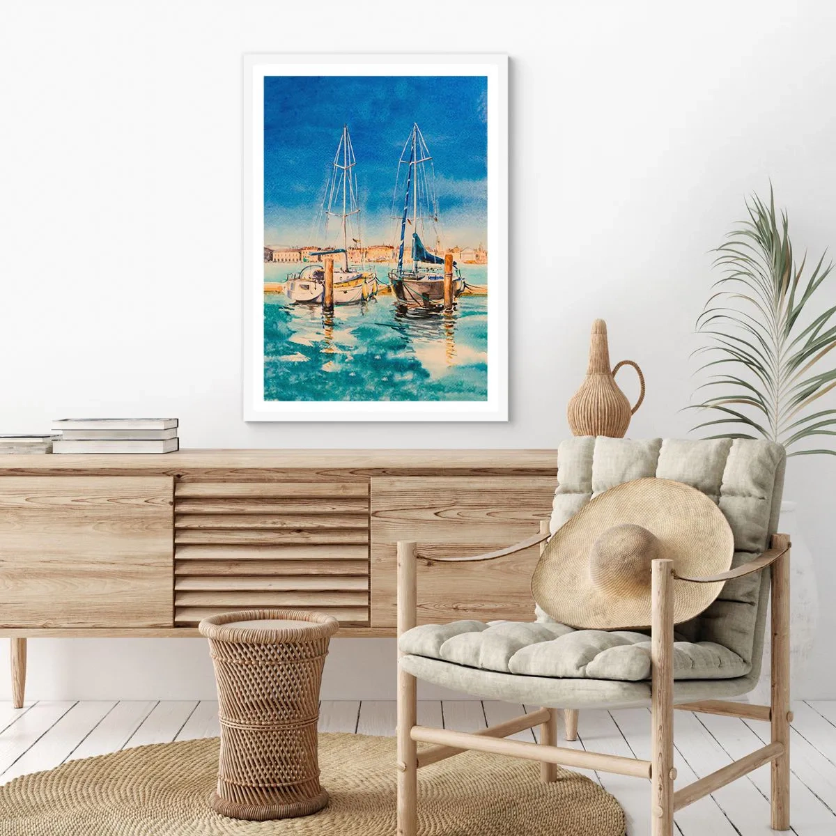 Poster in een witte lijst - Zonnige lagune - 61x91 cm
