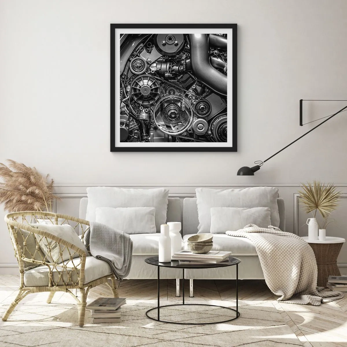 Poster in een zwarte lijst - De poëzie van mechanica - 50x50 cm