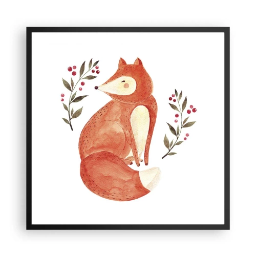 Poster in een zwarte lijst - Kleine roodharige - 60x60 cm