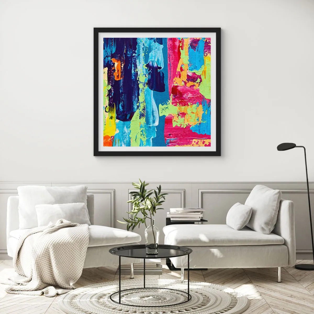 Poster in een zwarte lijst - Het leven is mooi! - 30x30 cm