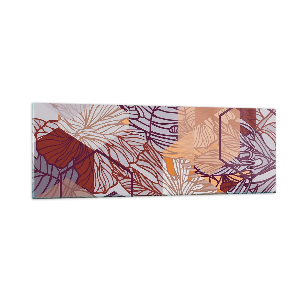 Schilderen op glas - Onmogelijke relatie tussen geometrie en natuur - 90x30 cm