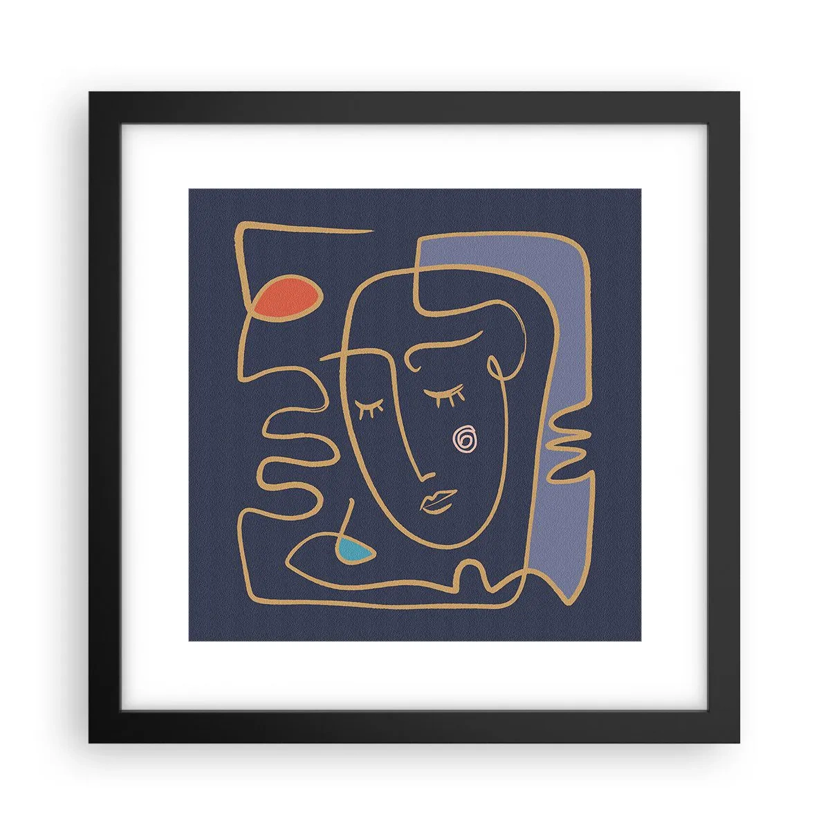 Poster in een zwarte lijst - In nadenken - 30x30 cm