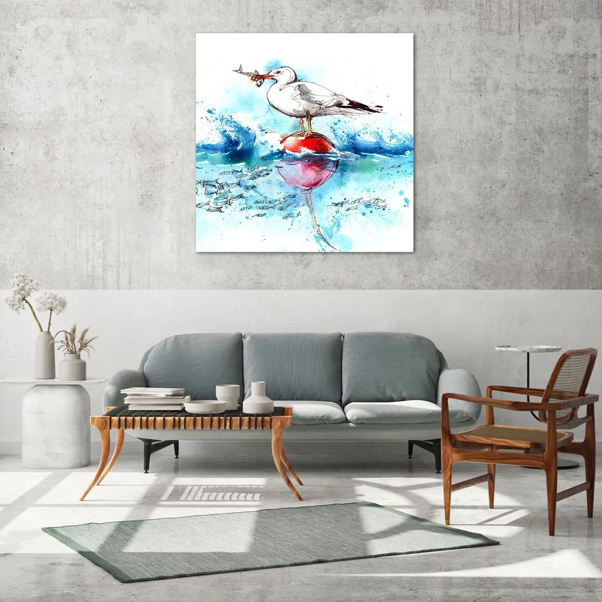 Schilderen op glas - Succesvolle vangst - 70x70 cm