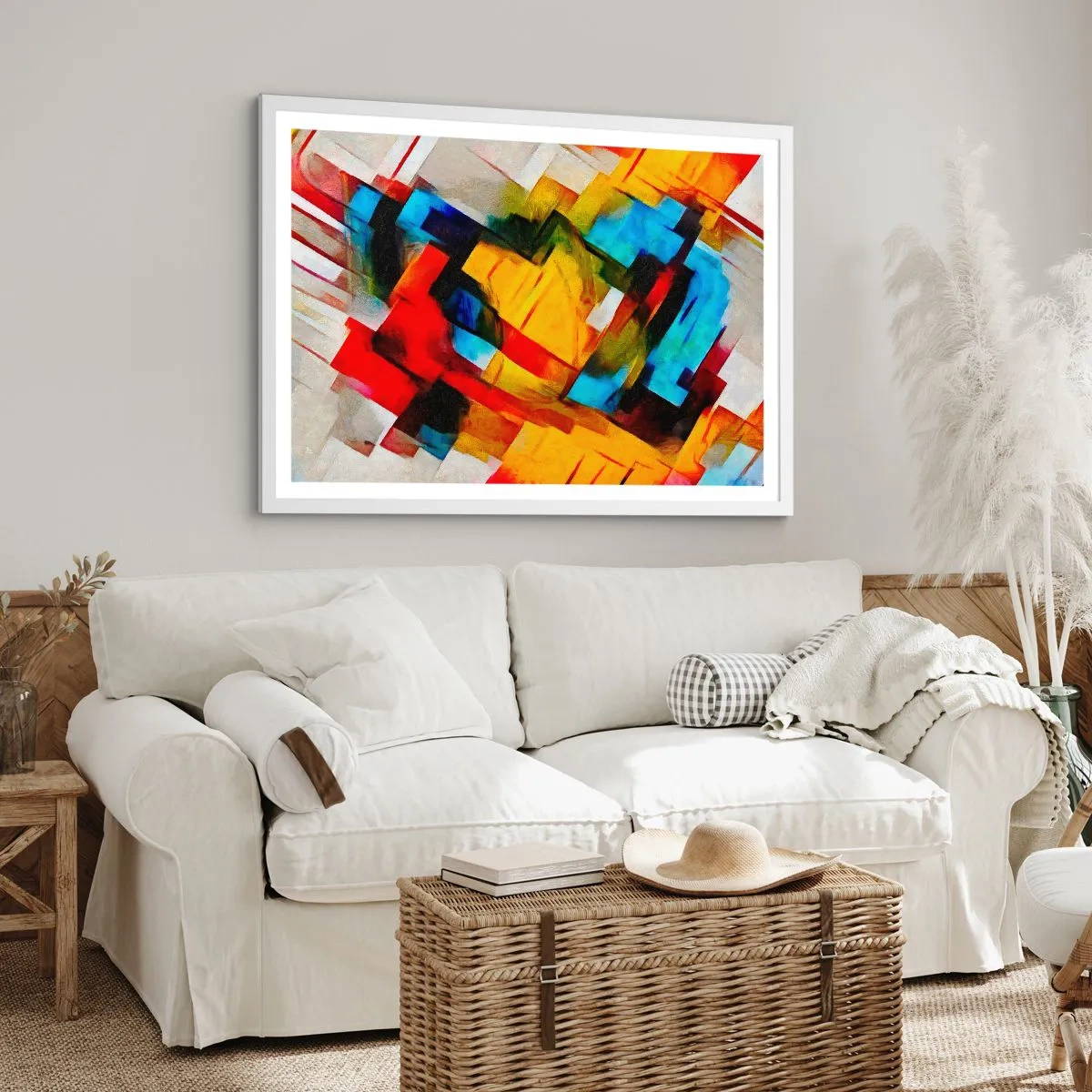 Poster in een witte lijst - Een veelkleurig lagen koekje - 91x61 cm