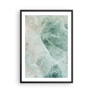 Poster in een zwarte lijst - Groene marmerstructuur met delicate witte aderen - 50x70cm - De nobele kou van steen - Moderne wanddecoratie voor woonkamer en slaapkamer ARTTOR