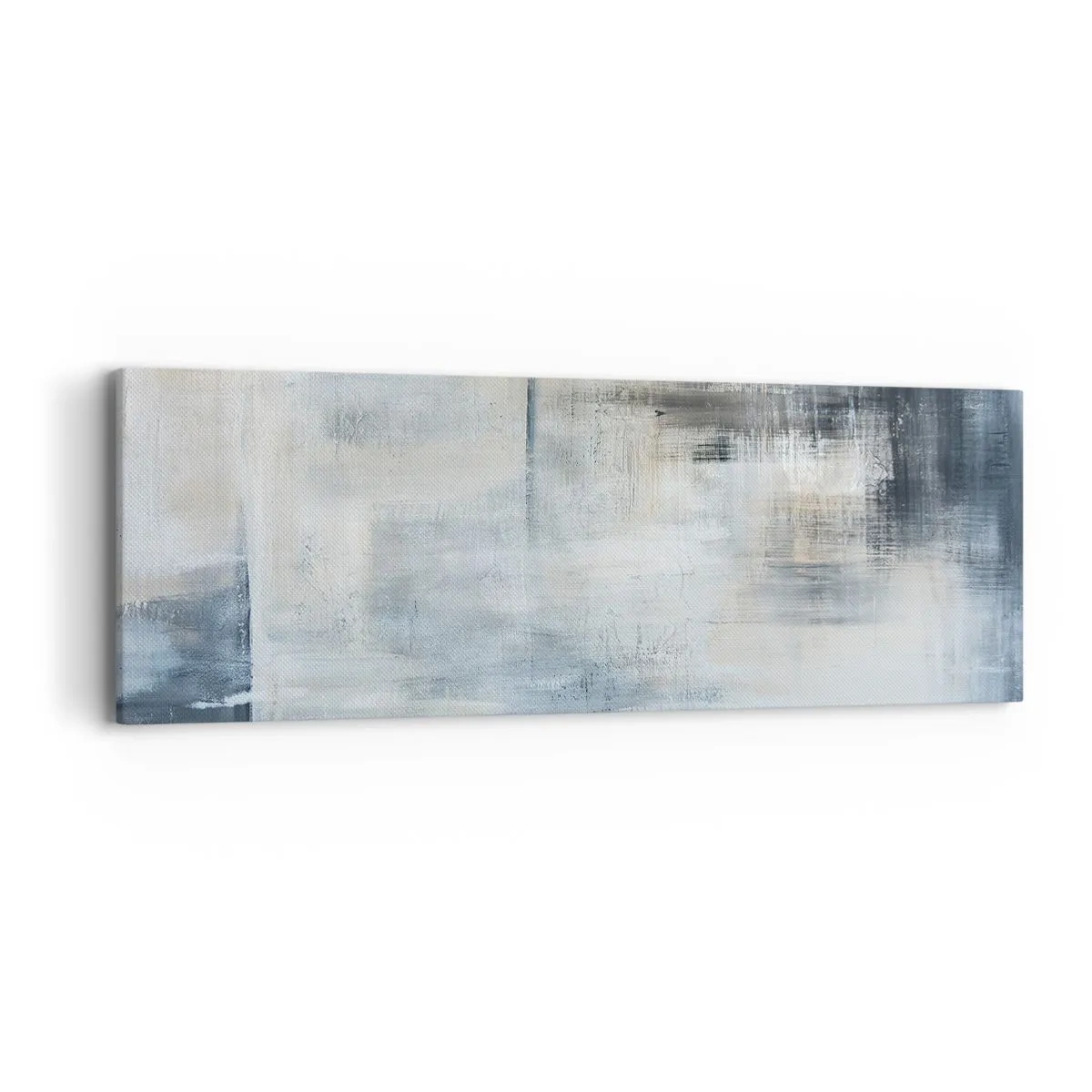 Schilderen op canvas - Achter het blauwe gordijn - 90x30 cm