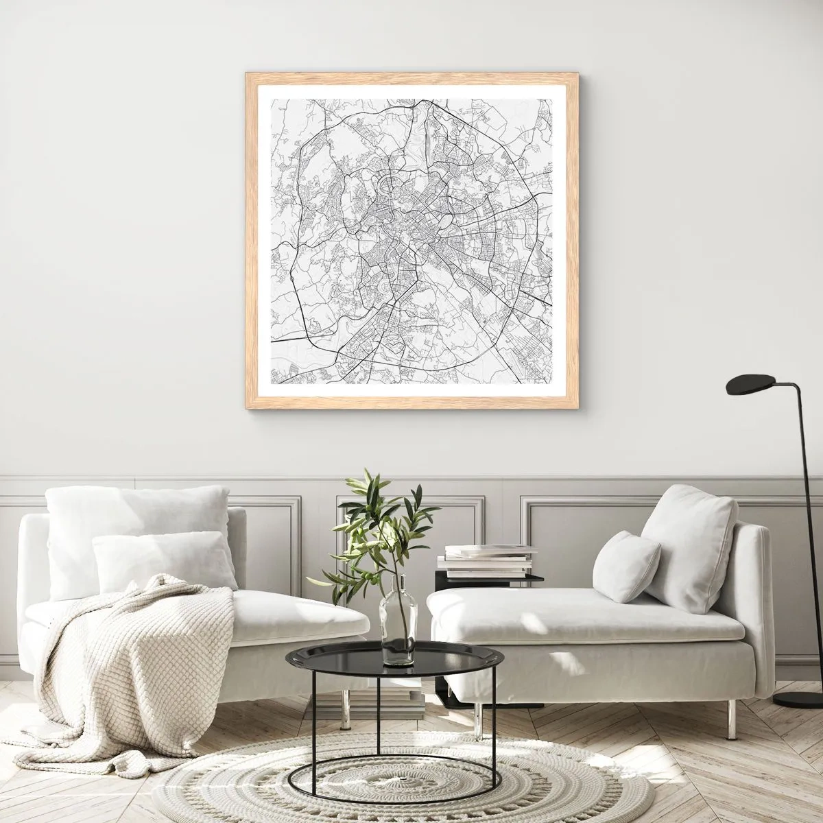 Een poster in een licht eiken lijst - Romeinse cirkel - 40x40 cm