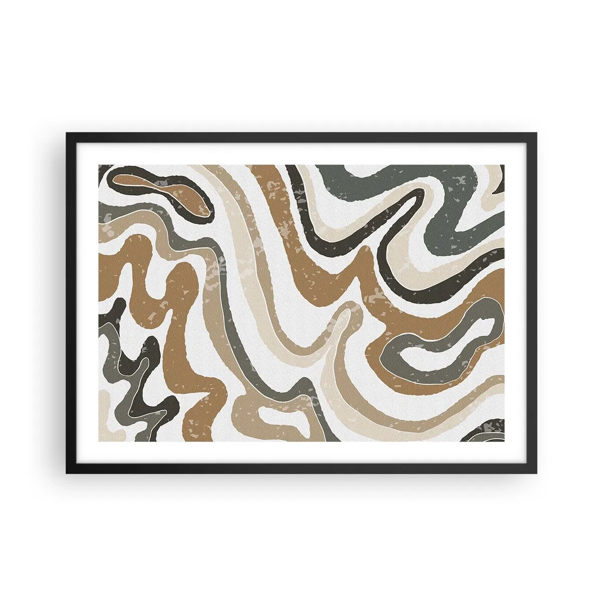 Poster in een zwarte lijst - Meanders van aardekleuren - 70x50 cm