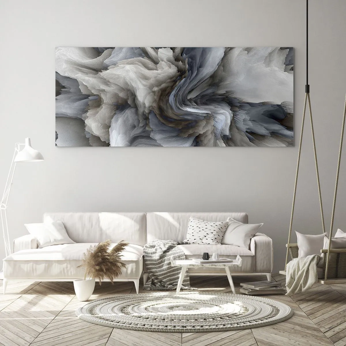 Schilderen op glas - Steen en bloem - 90x30 cm