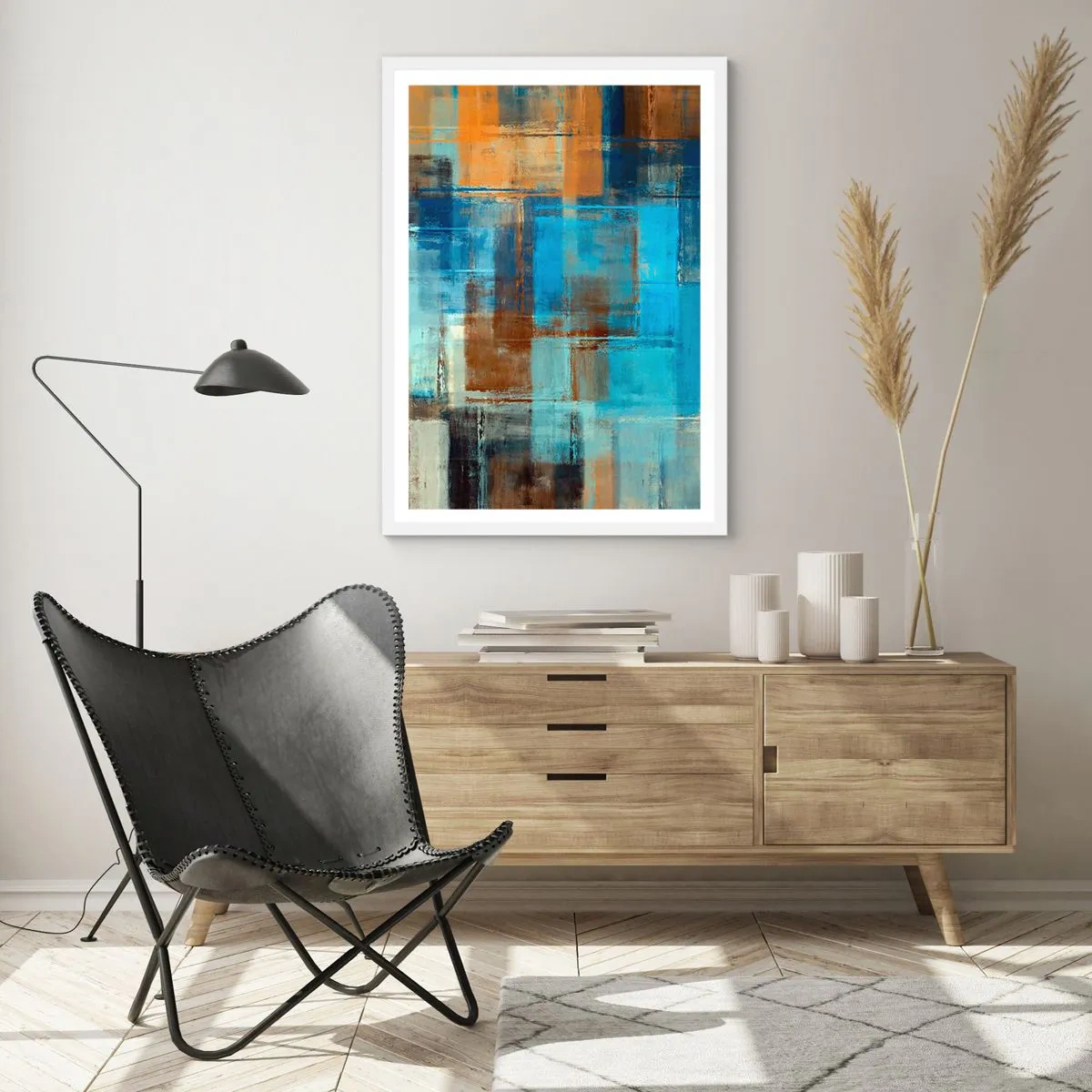 Poster in een witte lijst - Door de blauwe sluier - 40x50 cm