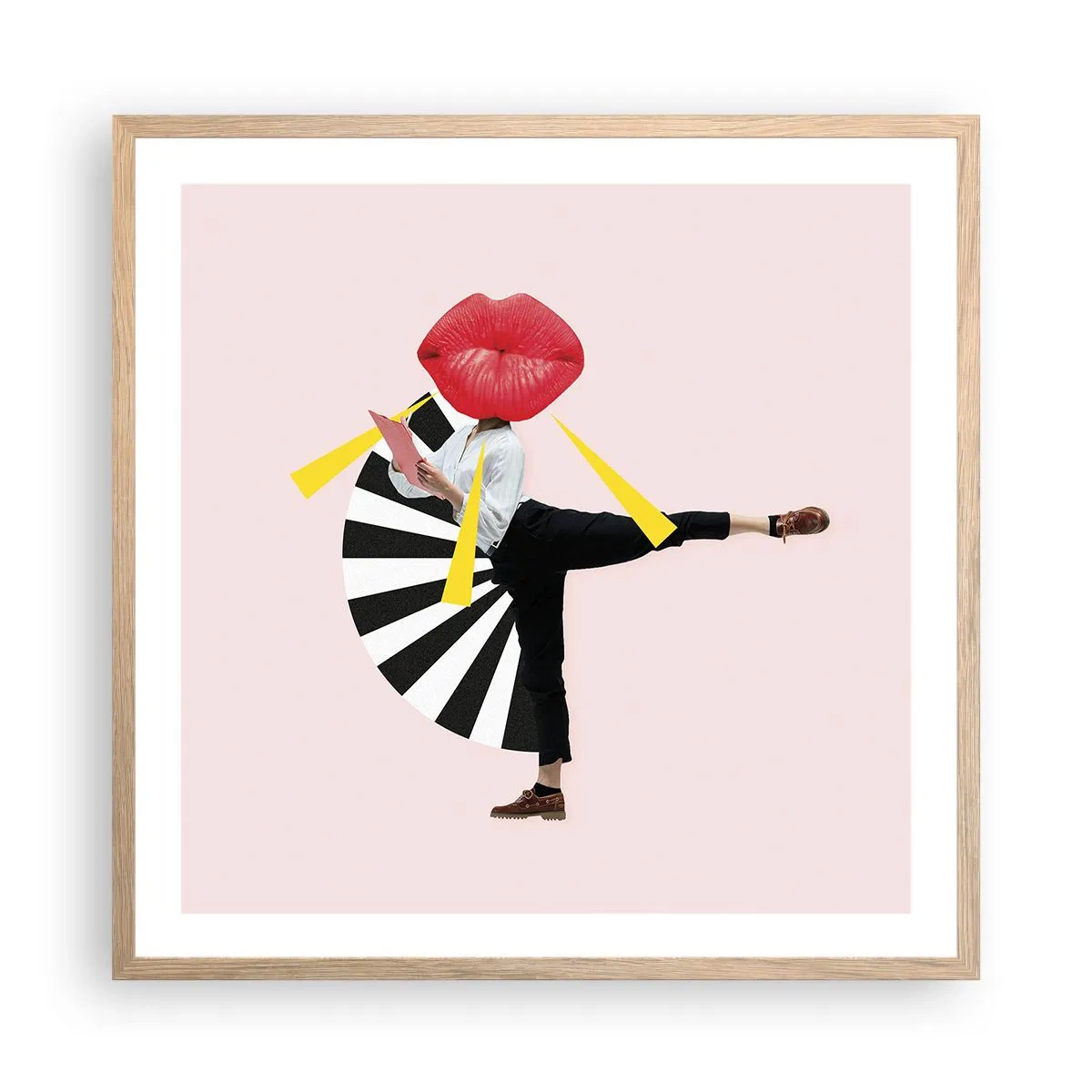 Een poster in een licht eiken lijst - Surrealistische pop-art - 60x60 cm