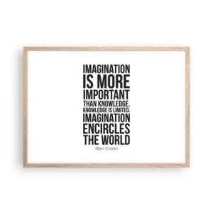 Een poster in een licht eiken lijst - Einstein over de kracht van verbeelding - 70x50 cm