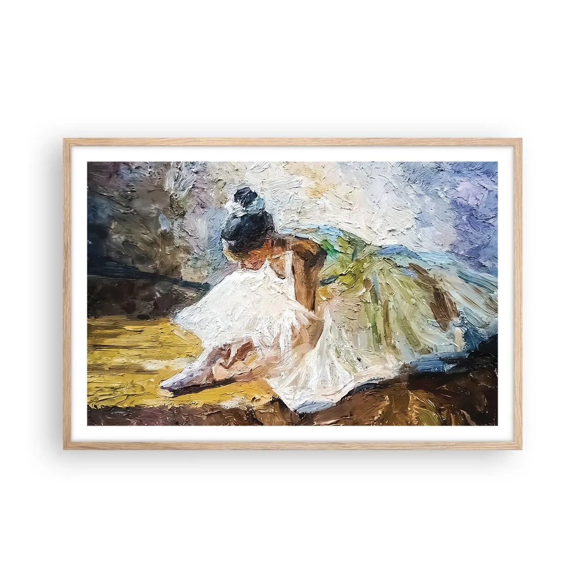 Een poster in een licht eiken lijst - Naar een schilderij van Degas - 91x61 cm