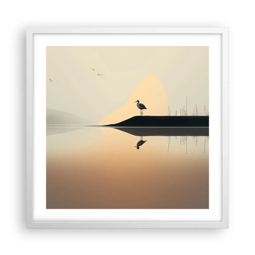 Poster in een witte lijst - Heer op het meer - 50x50 cm