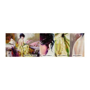 Fotobehang Staaltje Standard Eco - Tussen de lippen en de rand van de cup - Vrouw, Lichaam, Deel - 100x30 cm