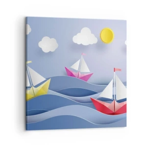 Schilderen op canvas - Ah, wat is het heerlijk om in de golven te schommelen - 60x60 cm