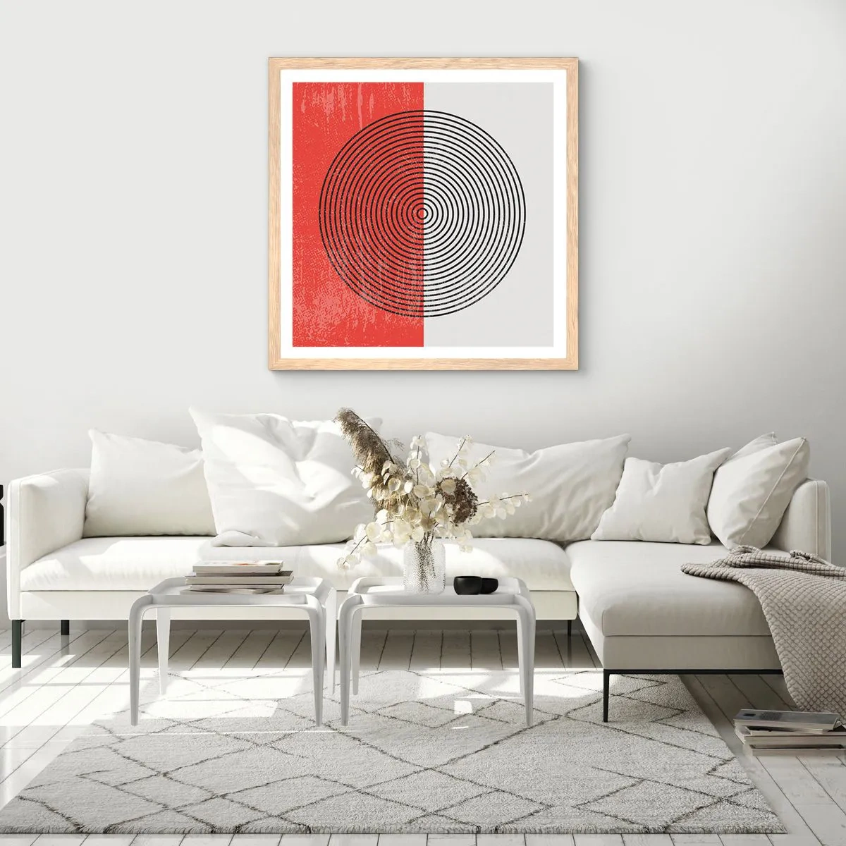 Een poster in een licht eiken lijst - Op de kop geslagen - 40x40 cm