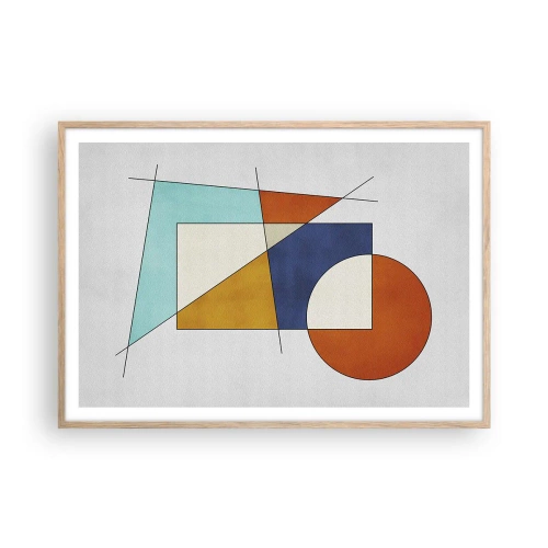 Een poster in een licht eiken lijst - Abstractie: modernistisch plezier - 100x70 cm