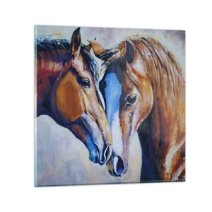 Schilderen op glas - Is het vriendschap? is het liefde? - 30x30 cm