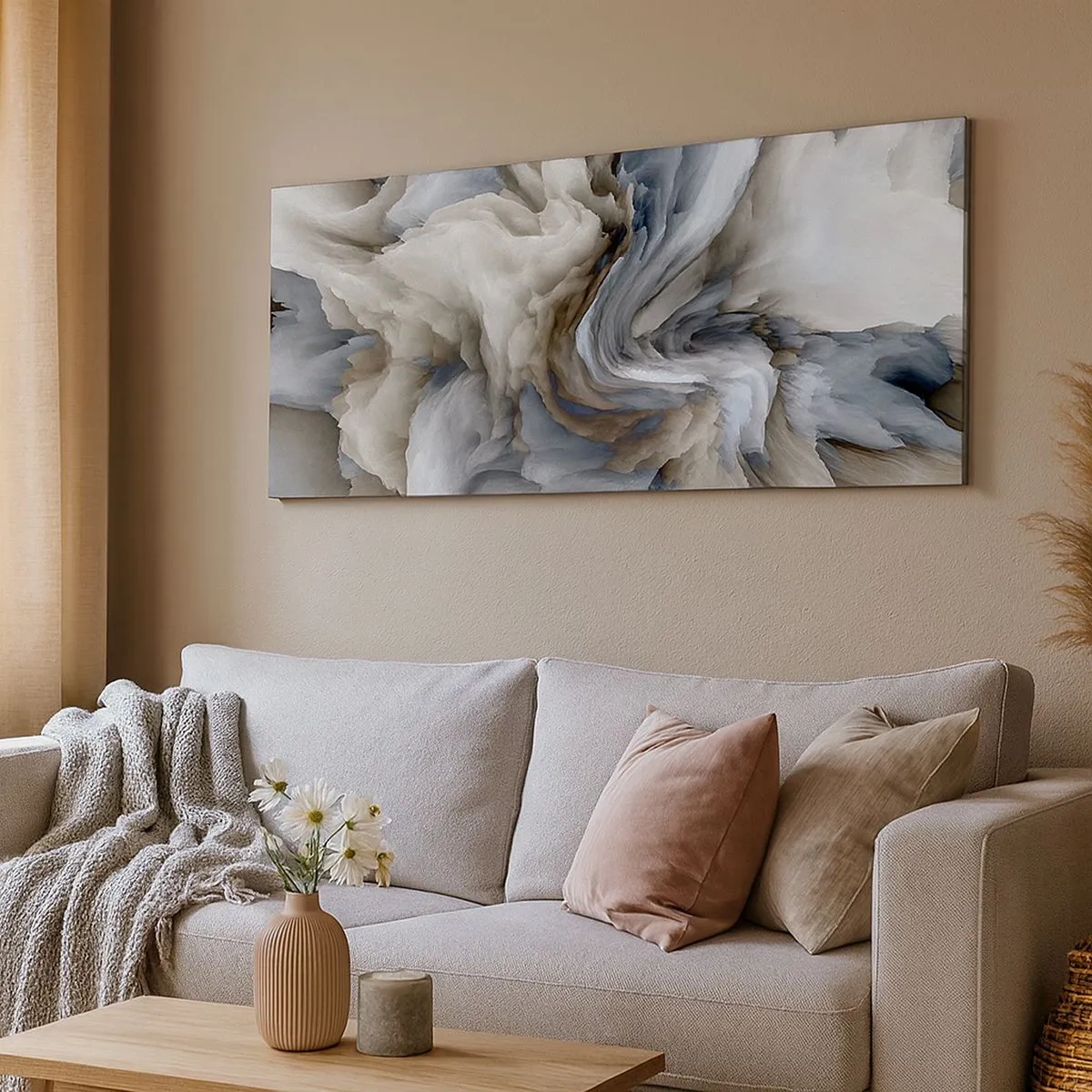 Schilderen op canvas - Steen en bloem - 100x40 cm