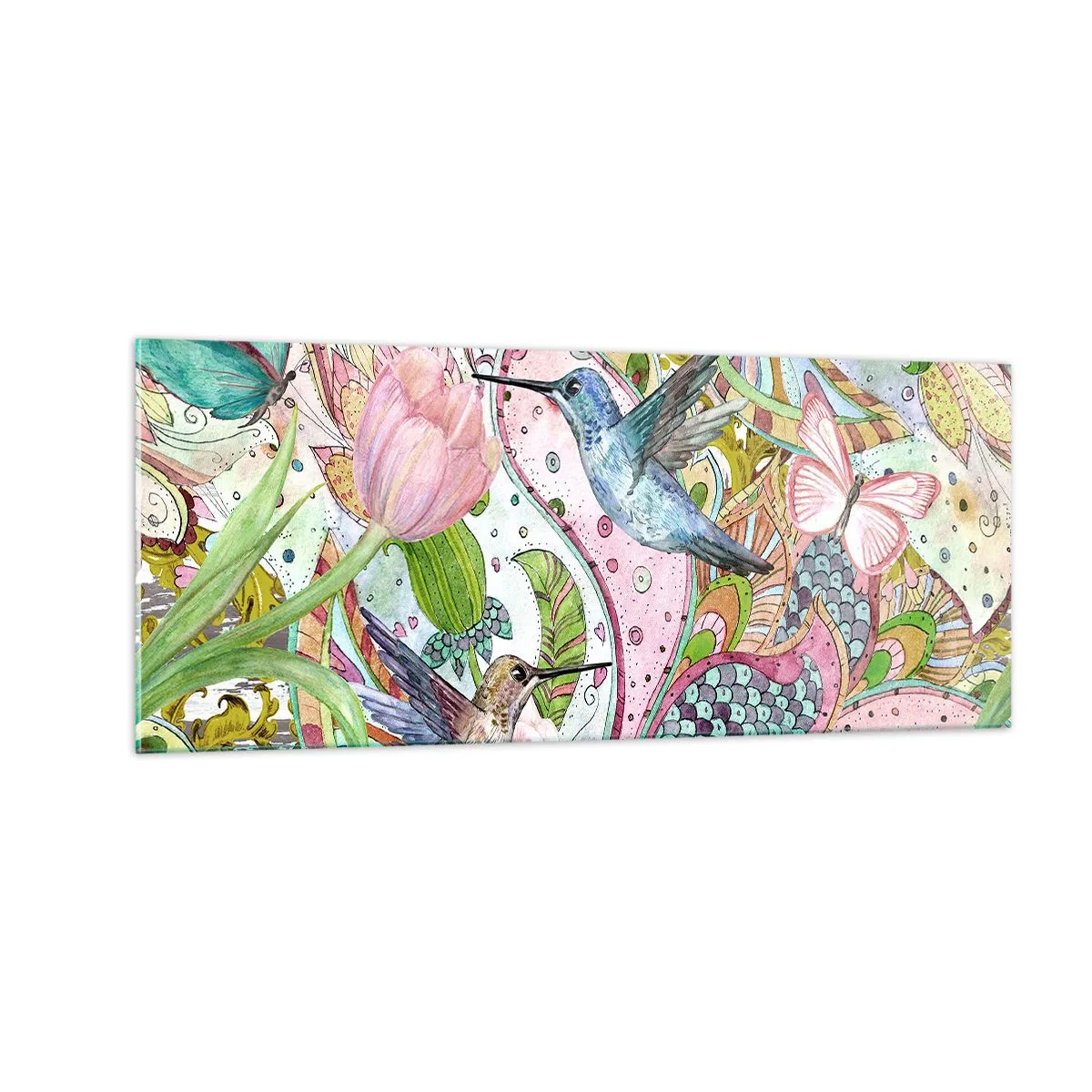 Schilderen op glas - Verstrikt in wijnstokken - 100x40 cm
