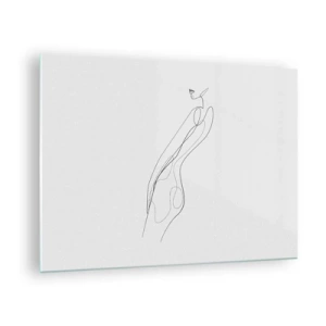 Schilderen op glas - Een minimalistische lijn die een vrouwelijk silhouet afbeeldt - 70x50cm - Gewoon een belofte - Moderne wanddecoratie voor woonkamer en slaapkamer ARTTOR