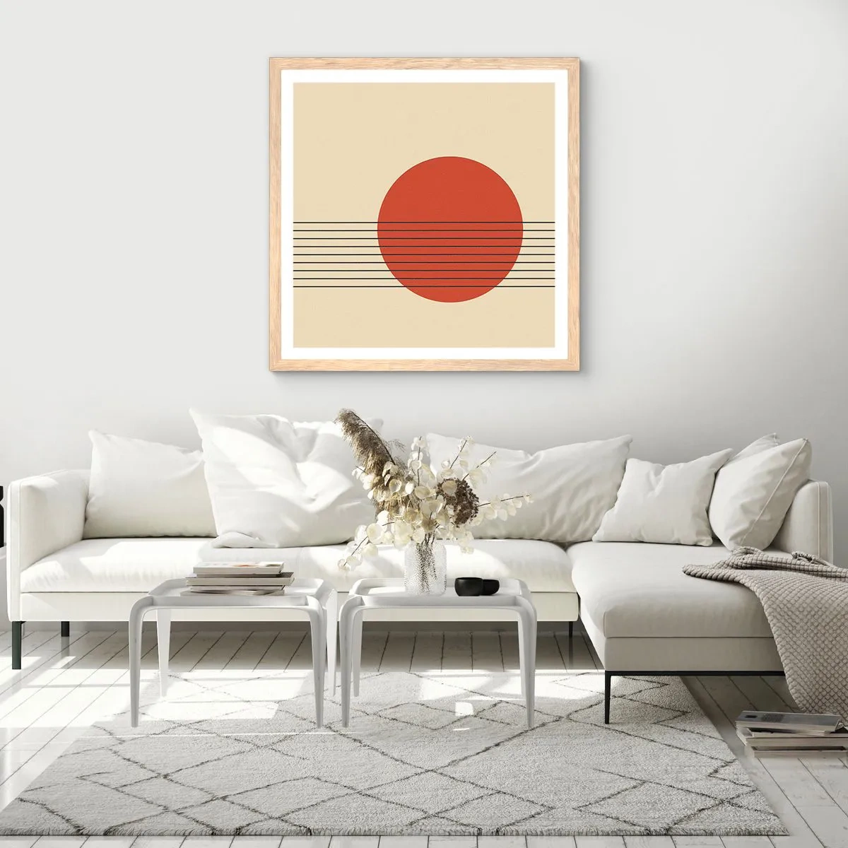 Een poster in een licht eiken lijst - Opnieuw en opnieuw en verder - 60x60 cm