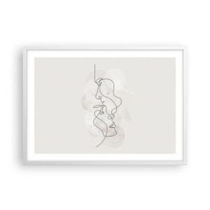 Poster in een witte lijst - Verstrikt in een omhelzing - 70x50 cm
