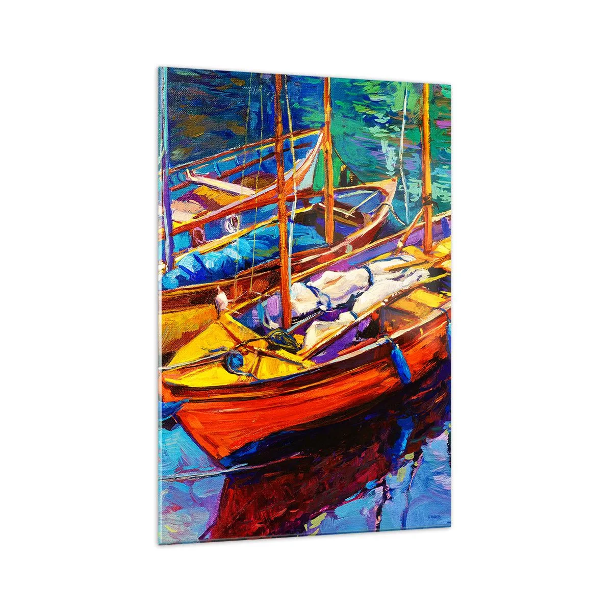 Schilderen op glas - Op water vol met kleuren - 70x100 cm