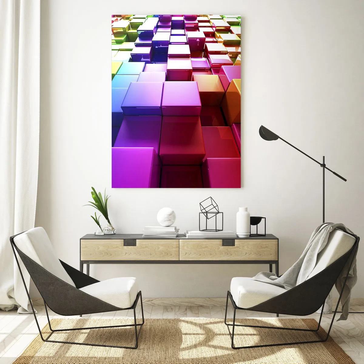 Schilderen op glas - Op-art samen in een team - 80x120 cm