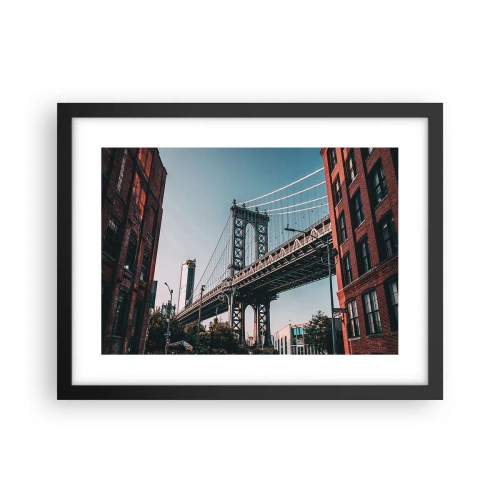 Poster in een zwarte lijst - Over de golven van de stad - 40x30 cm