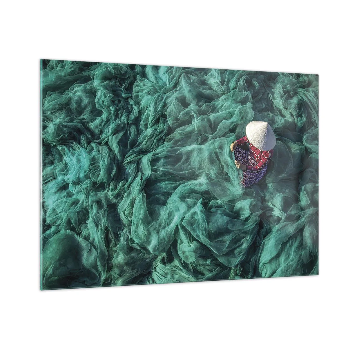 Schilderen op glas - In een zee van netten - 100x70 cm