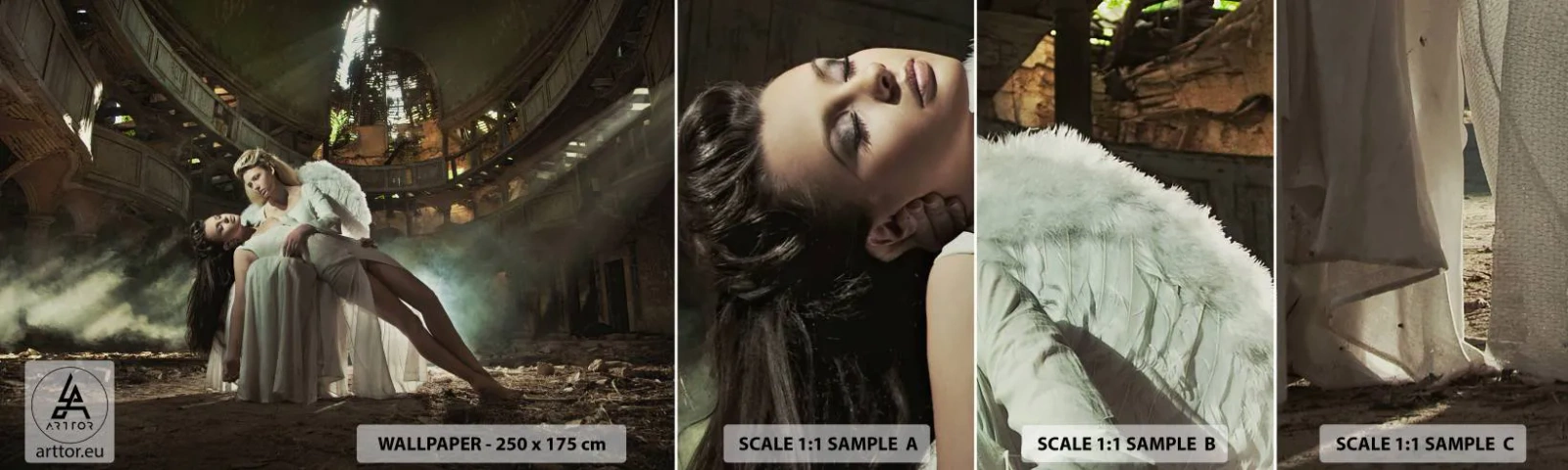 Fotobehang Staaltje Standard Eco - De geest van het oude theater - Vrouw, Engel, Deel - 100x30 cm