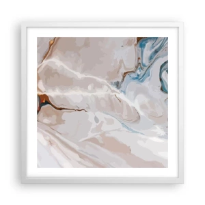 Poster in een witte lijst - Blauw kronkelt onder het wit - 50x50 cm