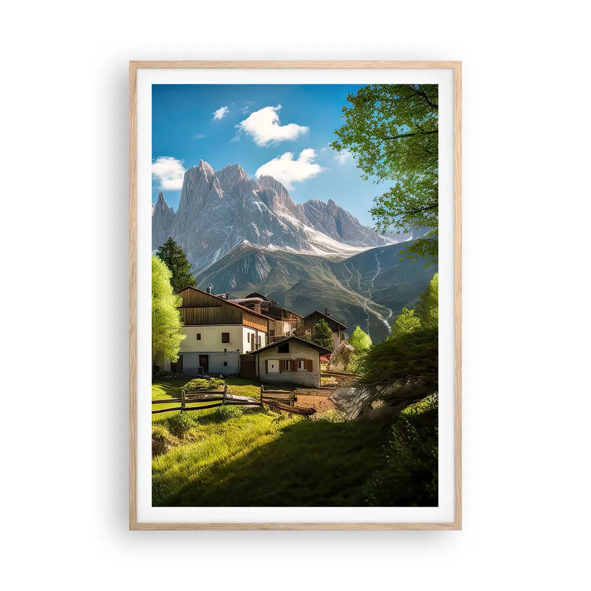 Een poster in een licht eiken lijst - Alpine idylle - 70x100 cm