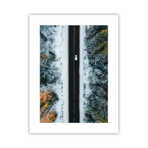 Poster - Snijd door het winterbos - 30x40 cm