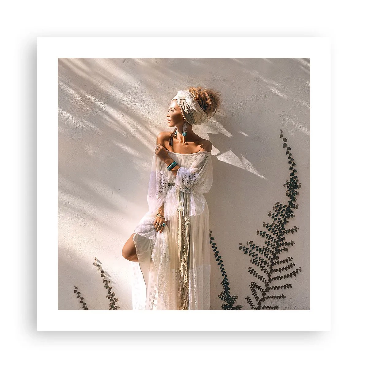 Poster - De zon en het meisje - 50x50 cm
