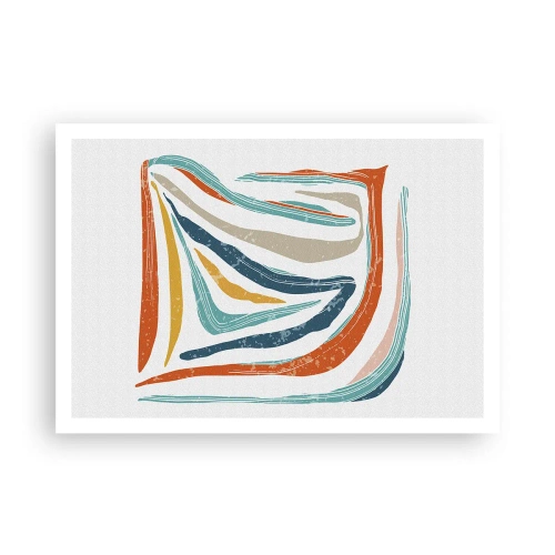 Poster - Abstractie met een vriendelijke glimlach - 100x70 cm