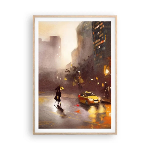 Een poster in een licht eiken lijst - In de lichten van New York - 70x100 cm