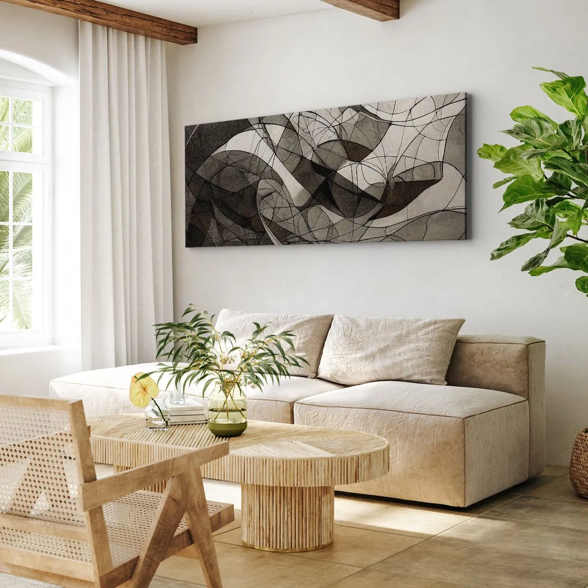 Schilderen op canvas - Circulatie van aardekleuren - 100x40 cm