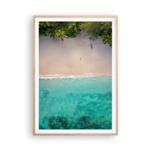 Een poster in een licht eiken lijst - Paradijsstrand - 70x100 cm