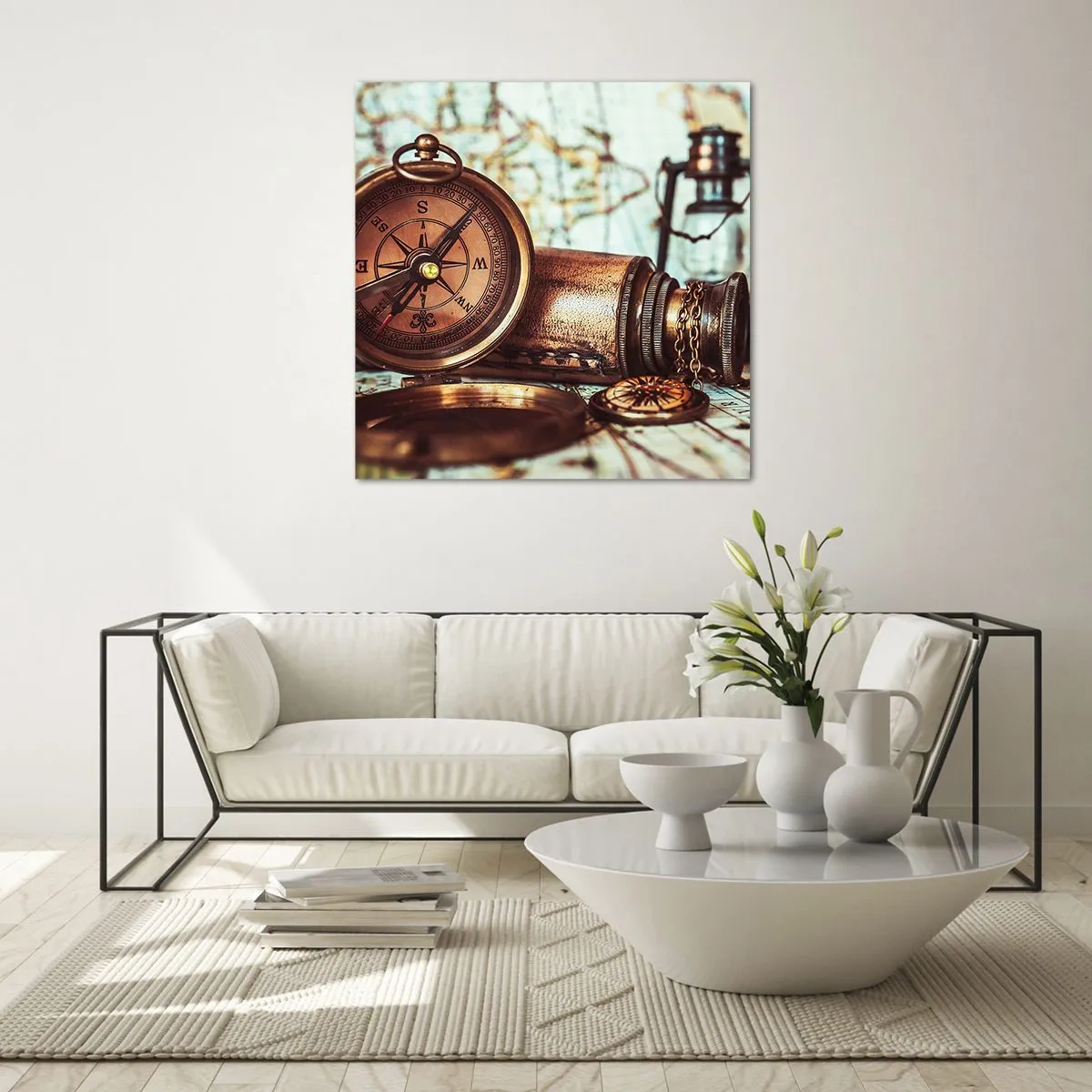 Schilderen op glas - Een piratenavontuur in het Caribisch gebied wacht op je - 50x50 cm