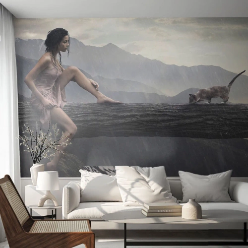Fotobehang Standard Eco - Pieken van schoonheid - Vrouw, Model, Landschap - 450x315 cm