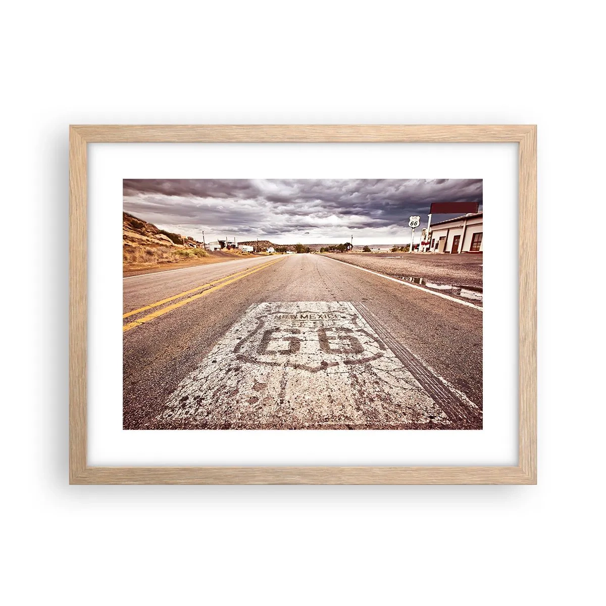 Een poster in een licht eiken lijst - Mother Road - een Amerikaanse legende - 40x30 cm