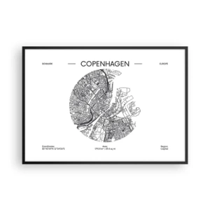 Poster in een zwarte lijst - Anatomie van Kopenhagen - 100x70 cm
