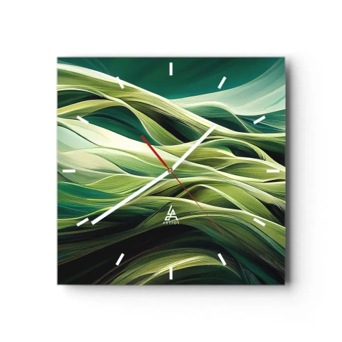 Wandklok - Klok - Abstract groen spel - 40x40 cm