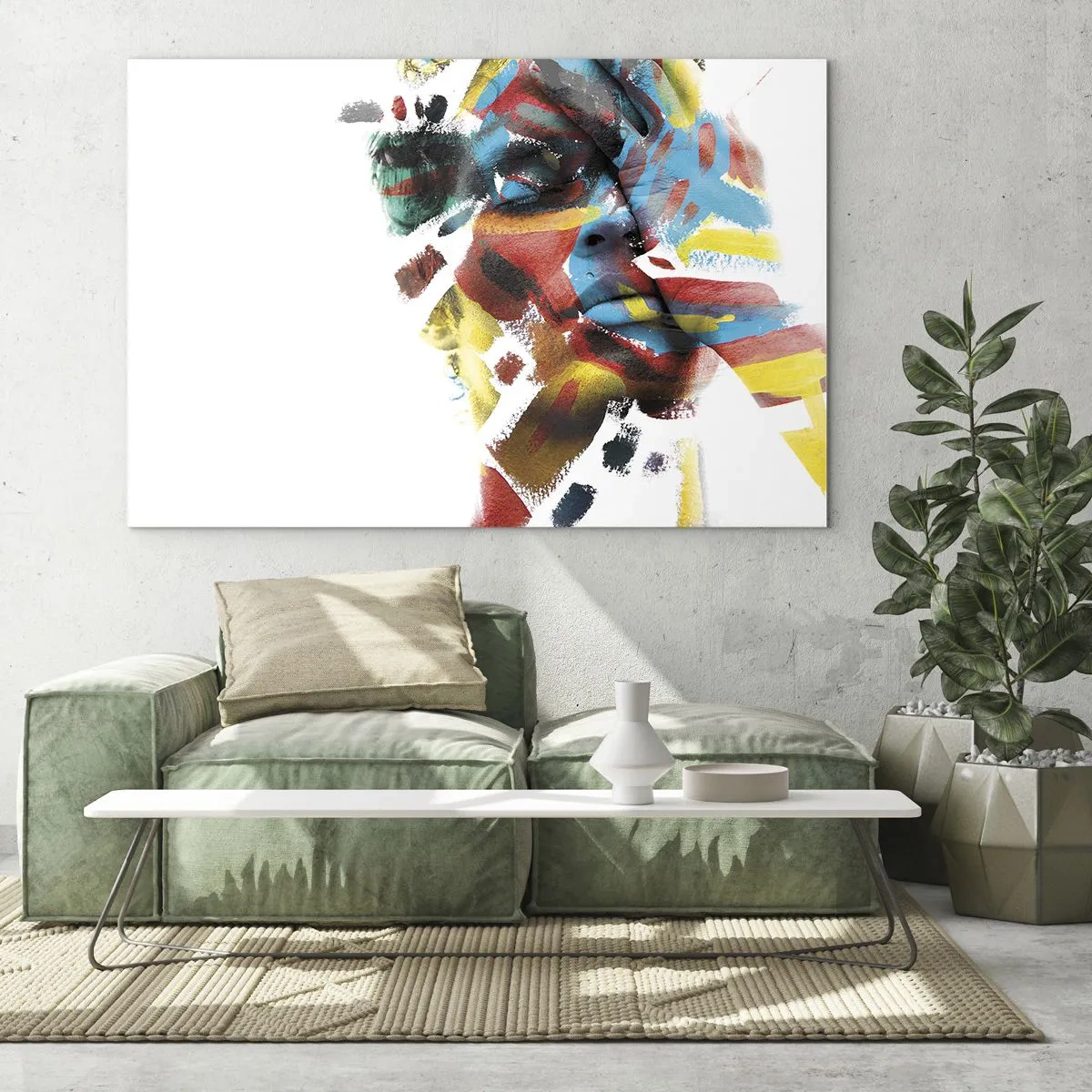 Schilderen op glas - Een kleurrijke persoonlijkheid - 120x80 cm