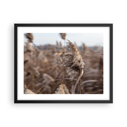 Poster in een zwarte lijst - Tijd om met de wind mee te gaan - 50x40 cm